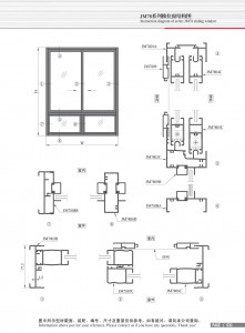 Structure drawing of JM95-IV series sliding window