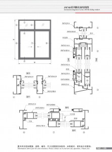 Structure drawing of JM76B series sliding window